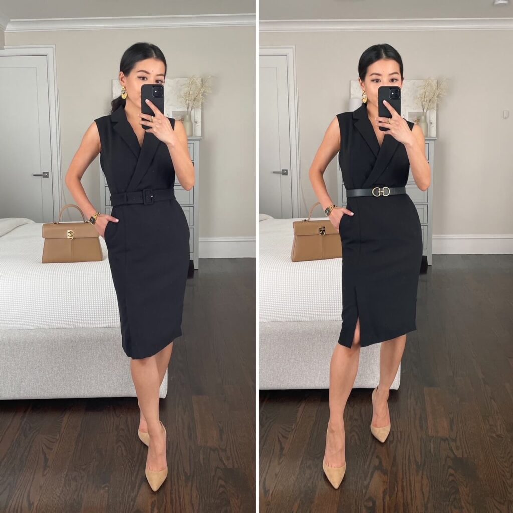 Ann Taylor black work dress office outfit