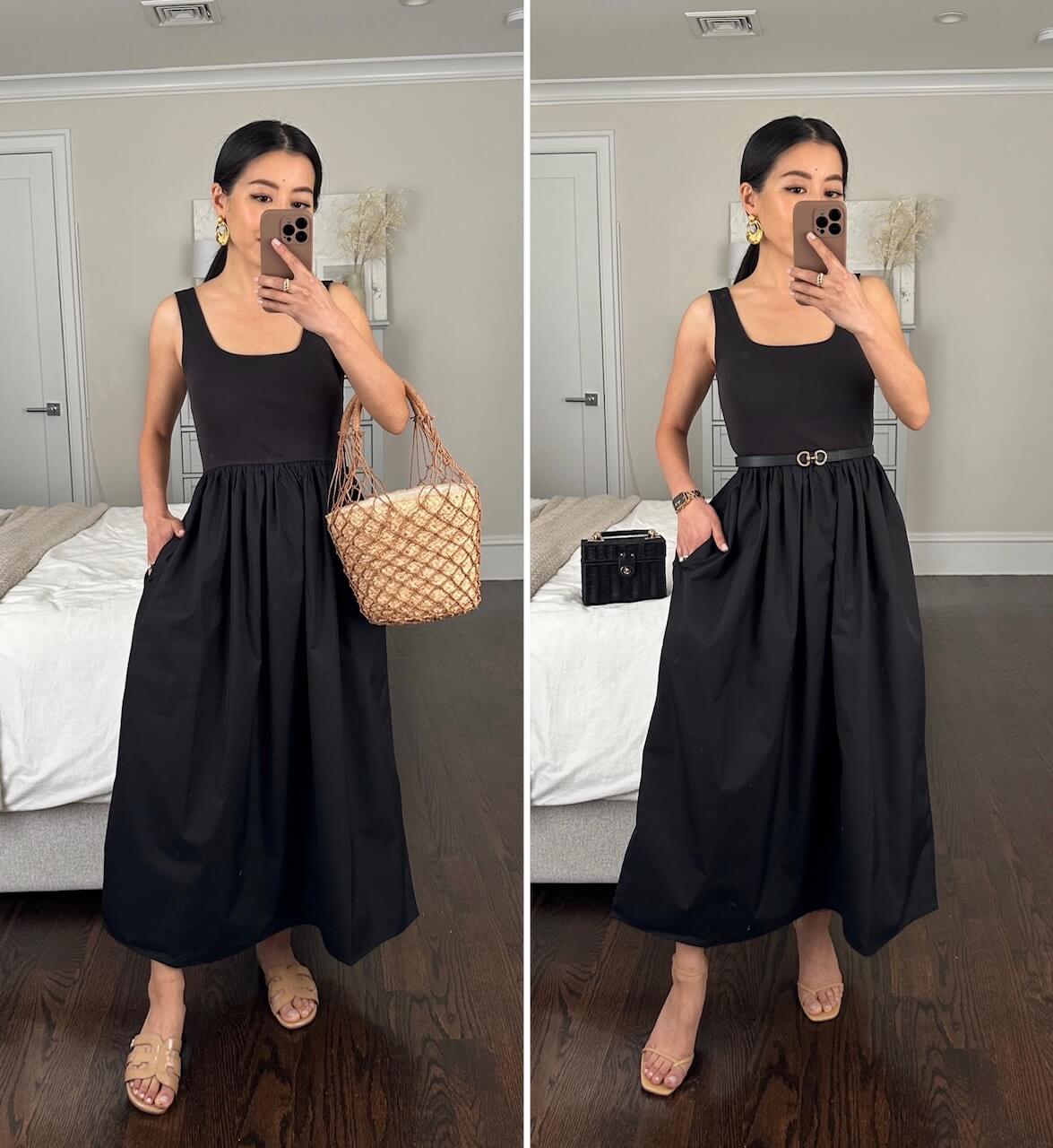 Uniqlo sleeveless midi dress petite try on