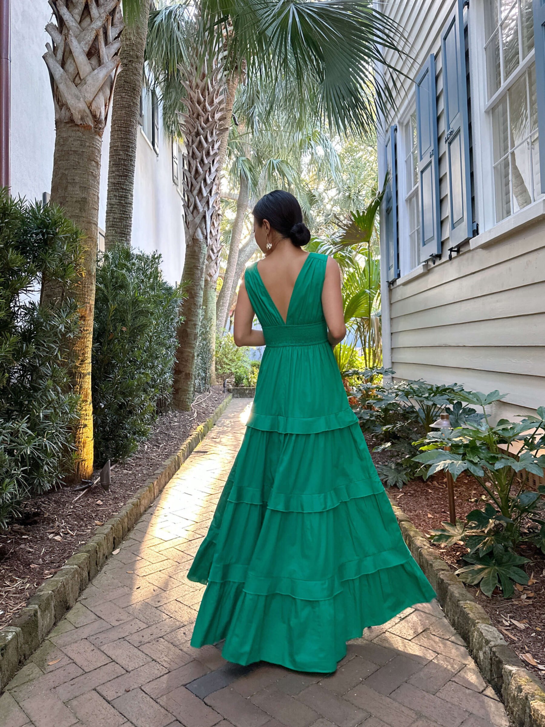 green maxi dress nordstrom petite wedding guest