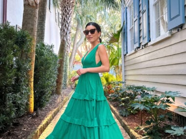 green maxi dress spring summer wedding guest