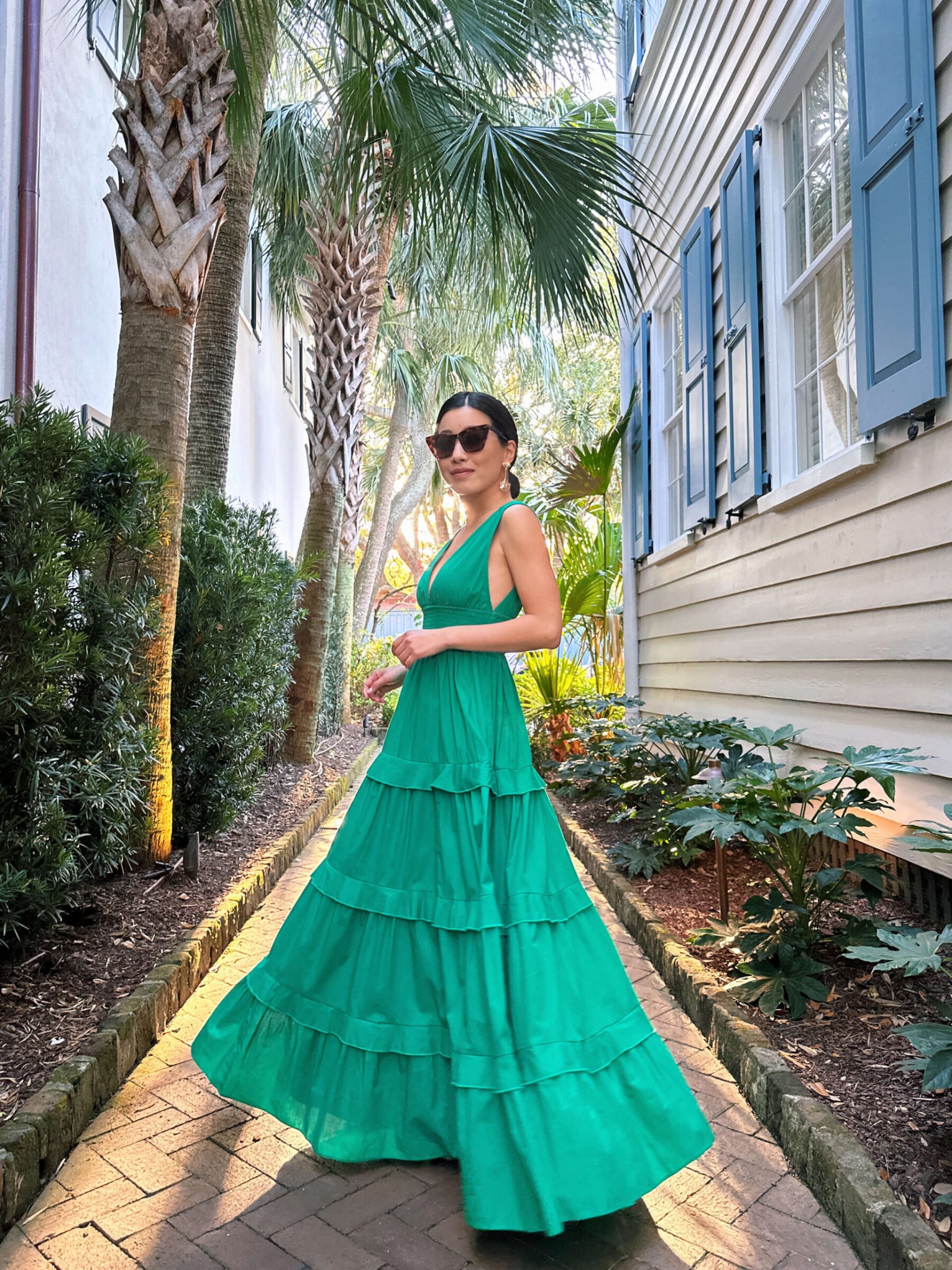 green maxi dress spring summer wedding guest