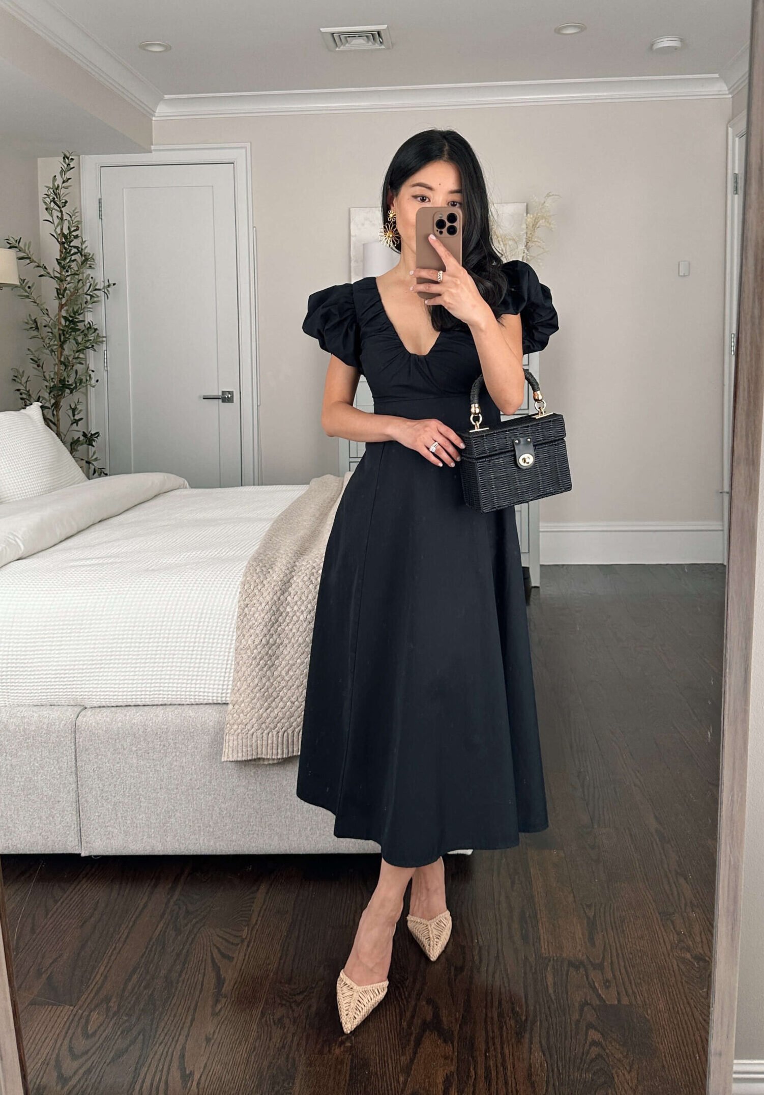 abercrombie petite black midi dress