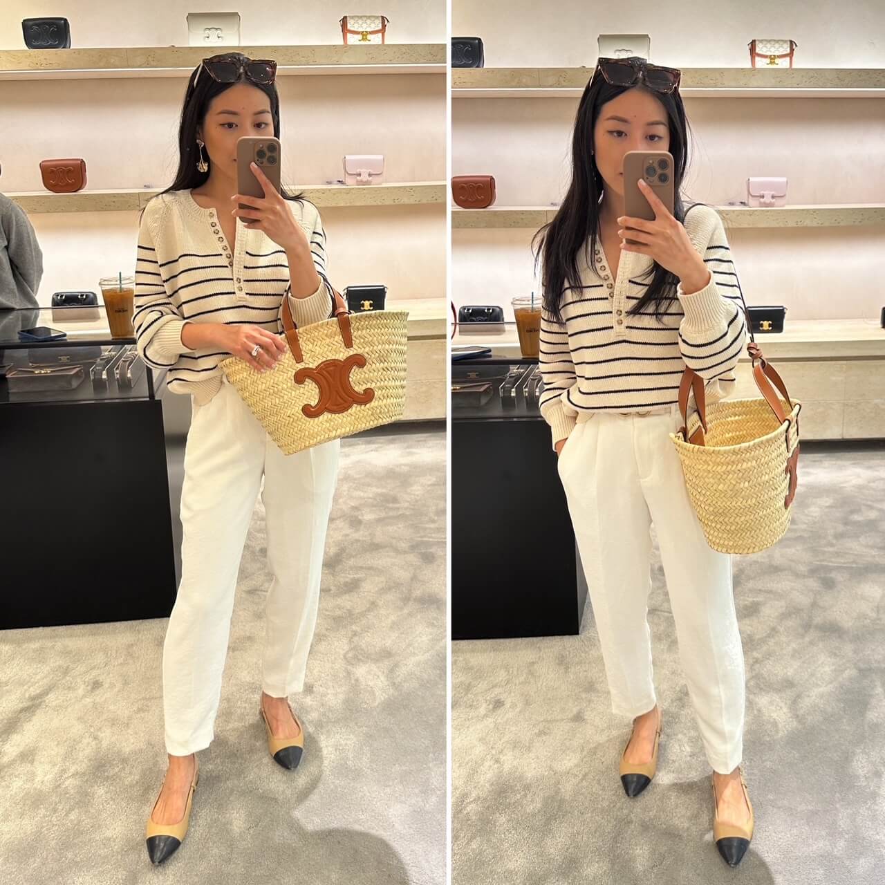 petite friendly Celine and Loewe woven bags