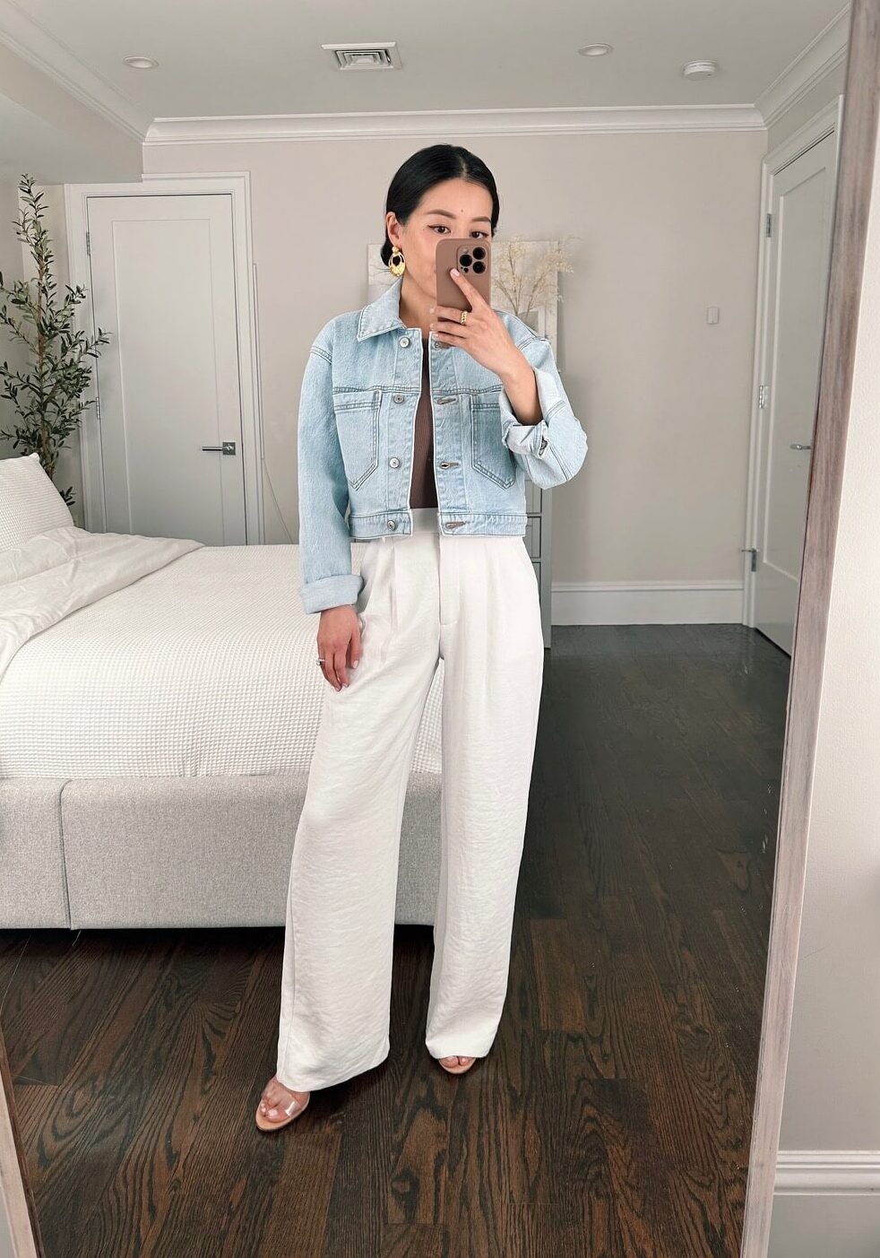 petite friendly cropped denim jacket