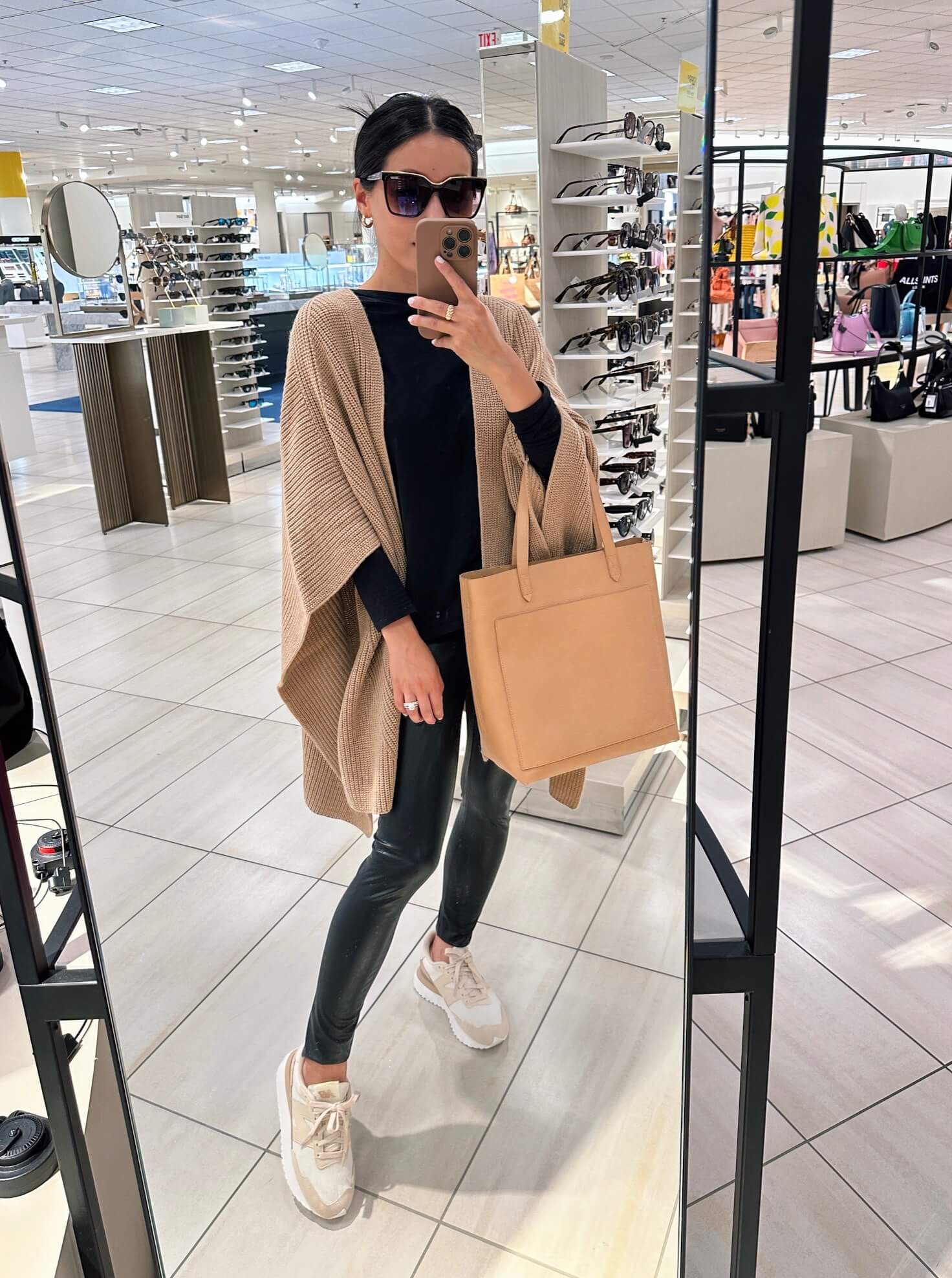 Allsaints ruana petite try on