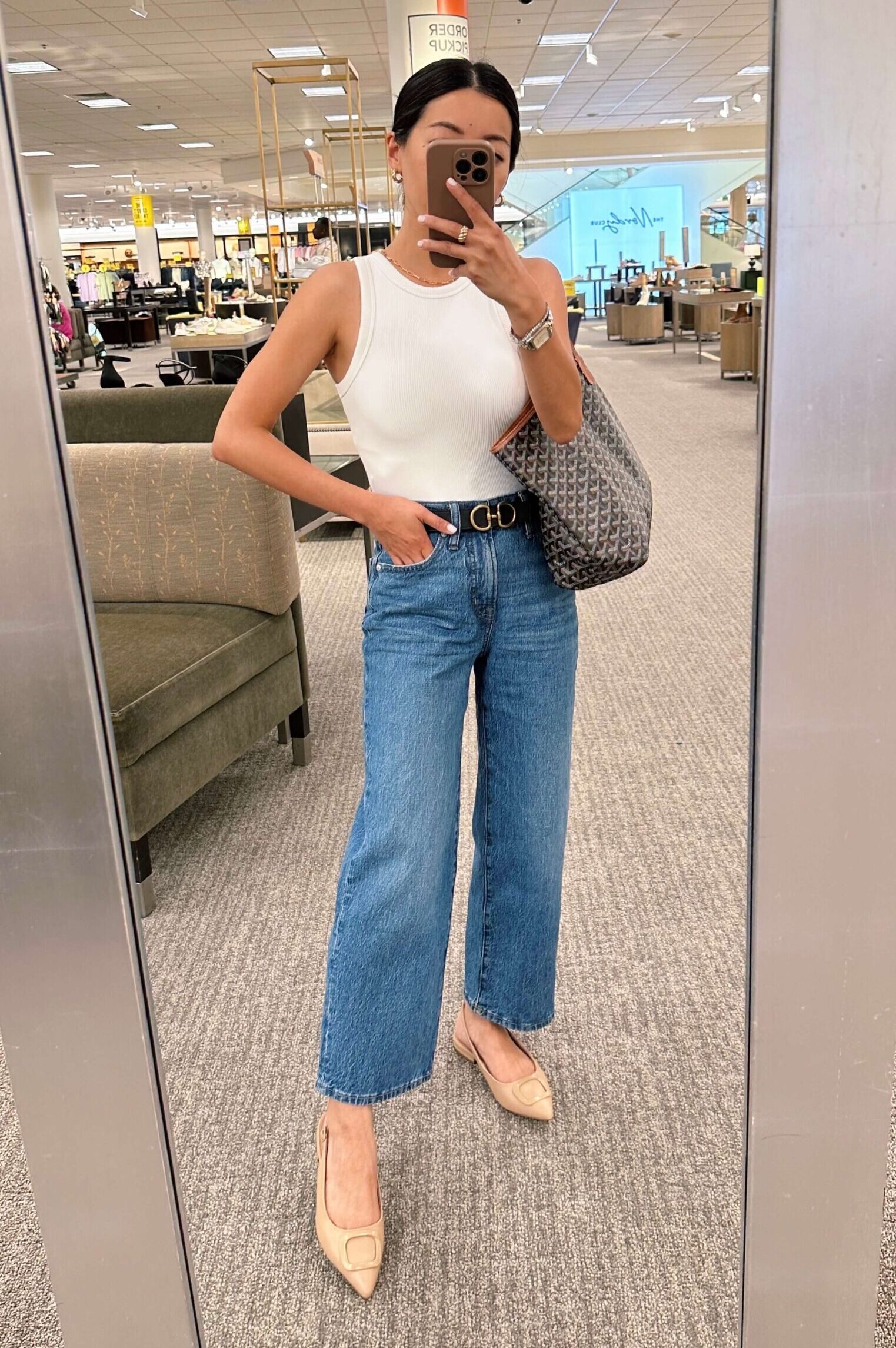 Nordstrom nude slingbacks outfit