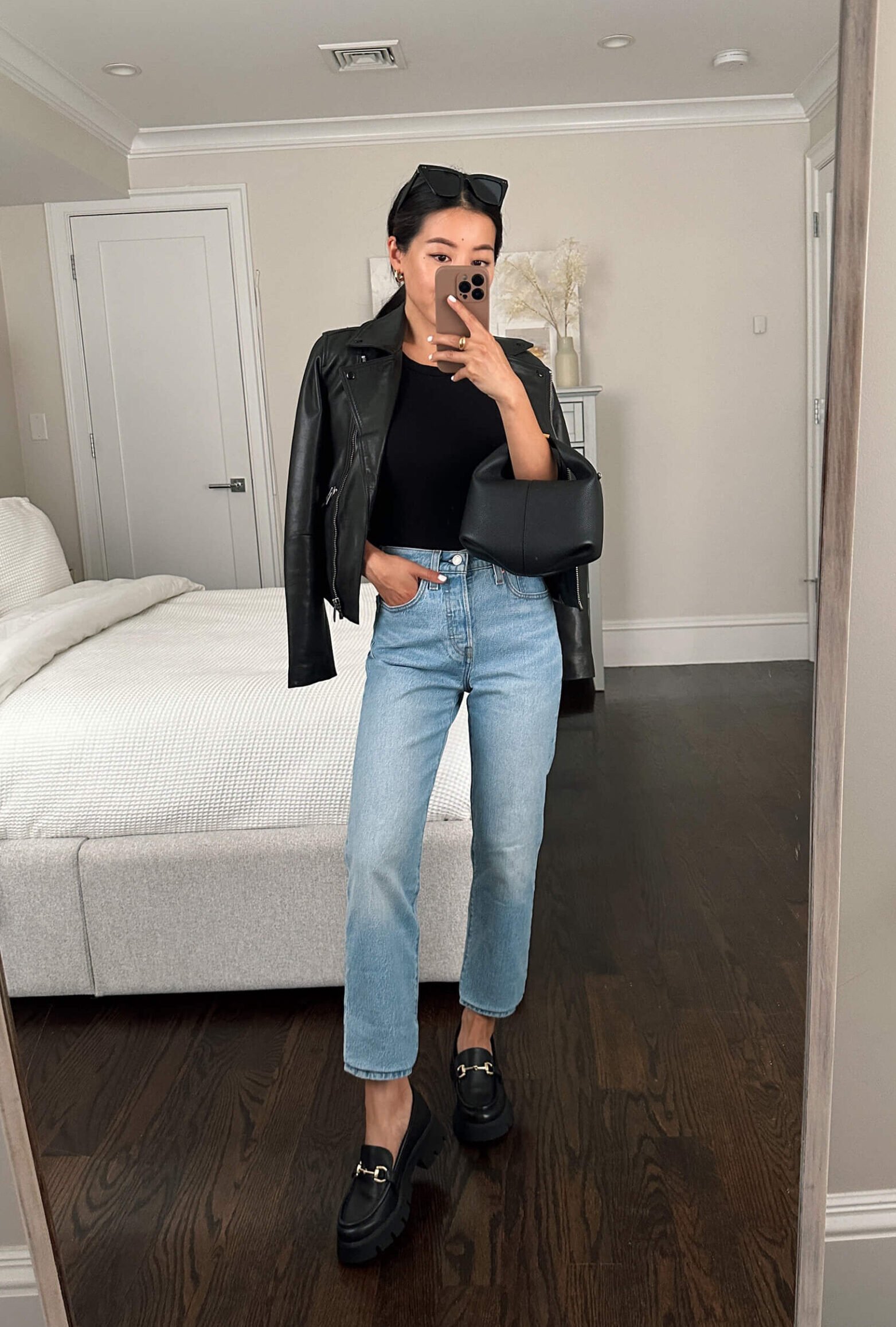 platform chunky loafers outfit petite