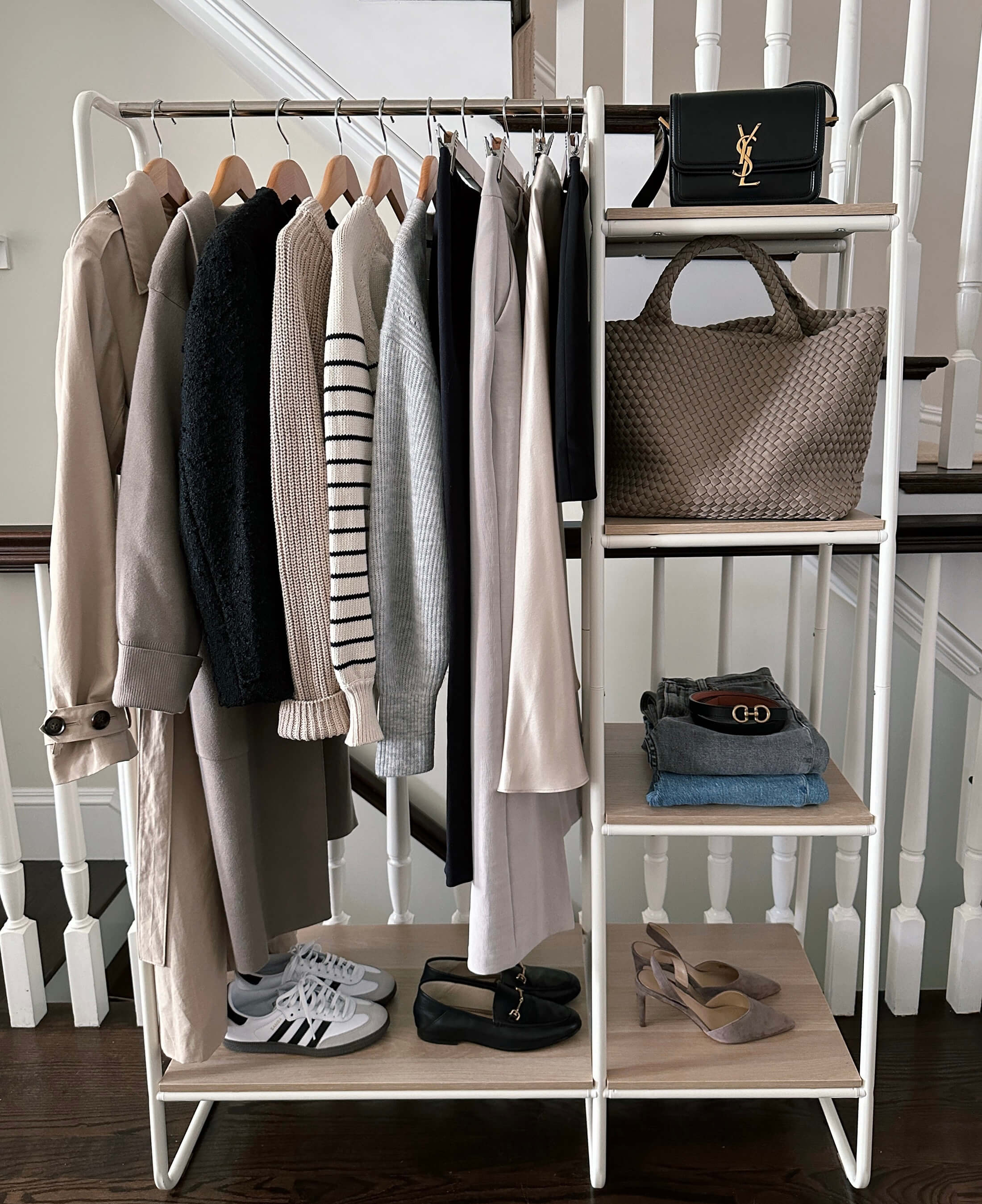 Fall wardrobe minimal wardrobe hanging rack with shelves