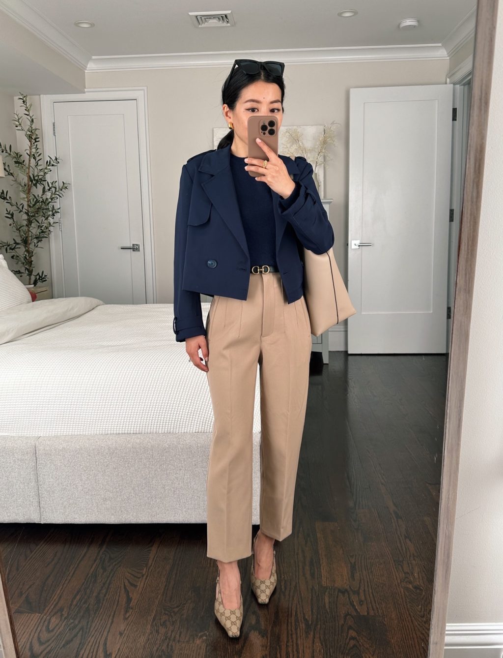 npetite work outfit nordstrom jacket zara pants gucci heels