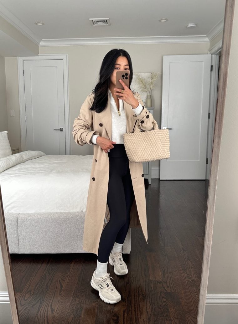 petite friendly chunky new balance 530 leggings naghedi st barths bag