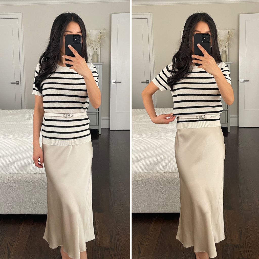 no lumps sweater tucking hack using a belt