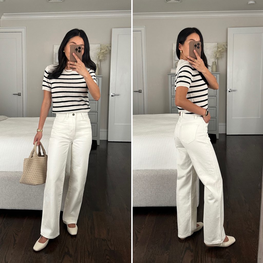 Sezane L’Iconique Droit trouser jean petite white denim review