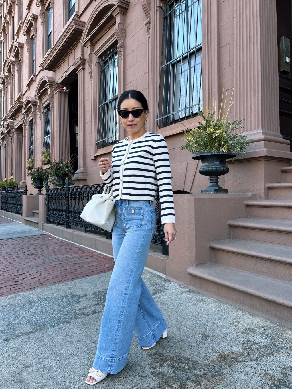 jcrew emilie cardigan stripe petite trouser jeans