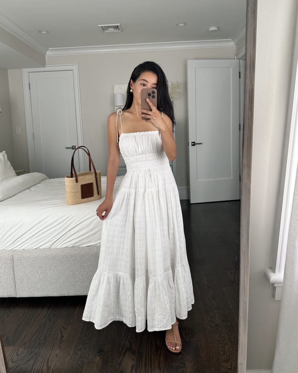 jcrew petite summer white maxi dress