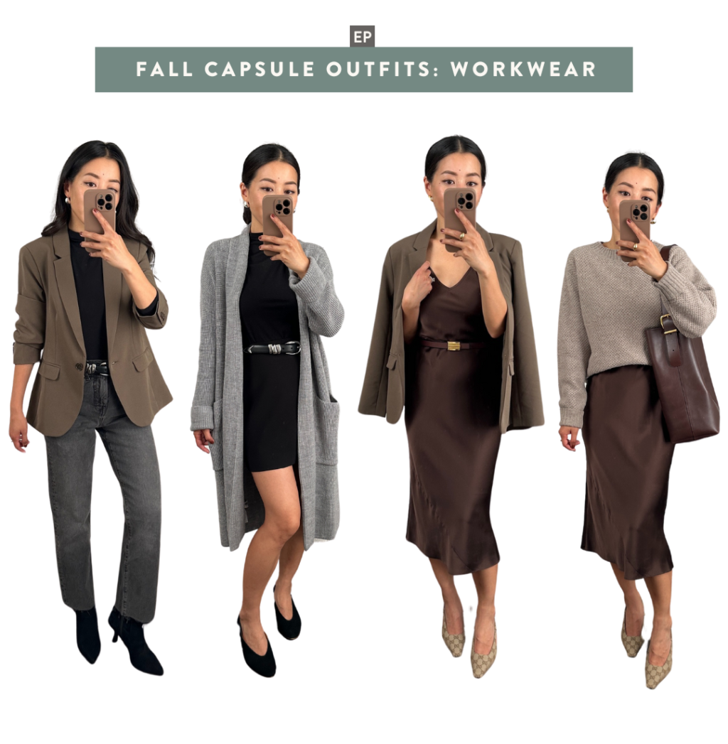 petite friendly fall 2024 capsule workwear outfits