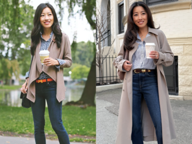 ways to update an old outfit petite trench and jeans