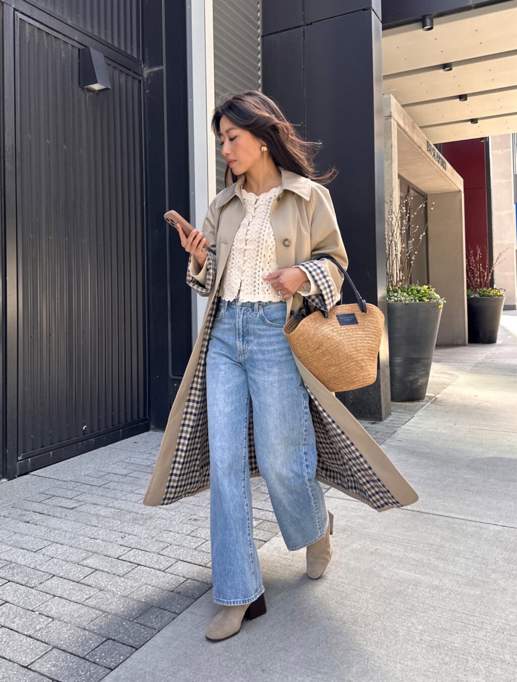 sezane boston store clyde trench justine bag petite