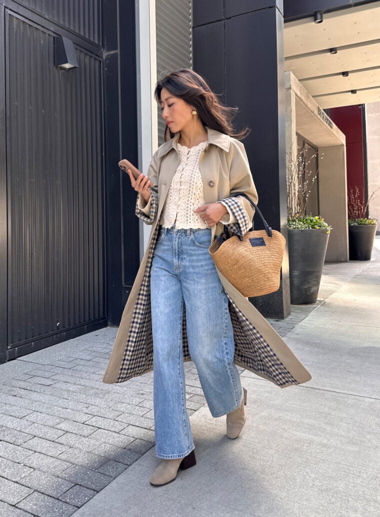 sezane boston store clyde trench justine bag petite