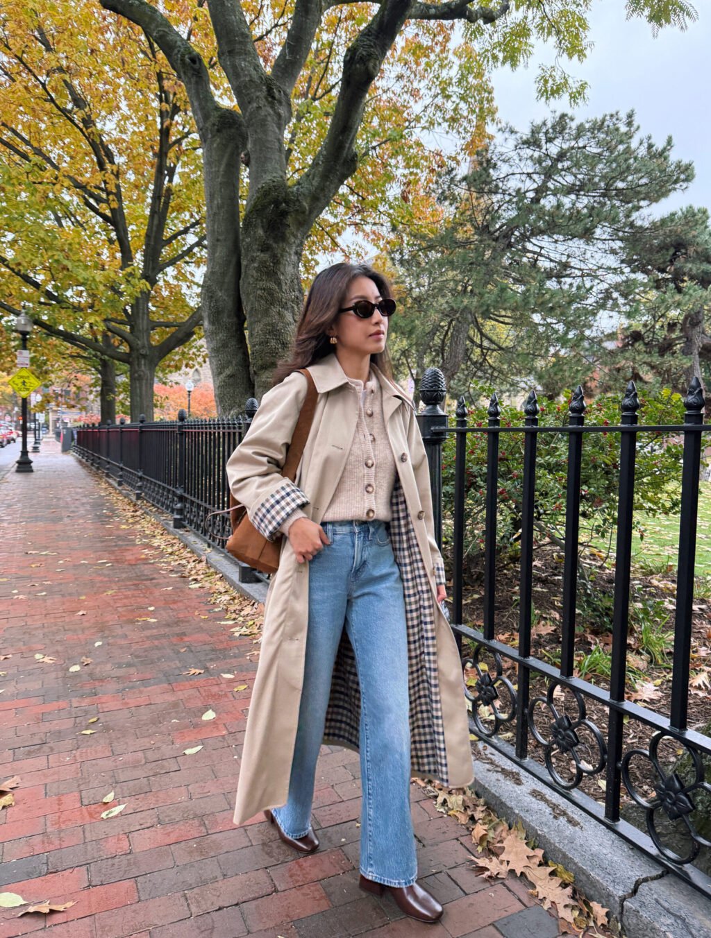 Sezane Clyde Trench Coat rainy day petite outfit